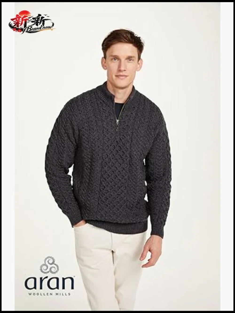 Merino Wool Half-Zip Pullover Sweater Irish Heritage